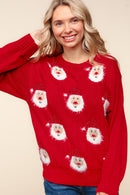 SANTA CLAUS SPARKLE BRUSHED SWEATER KNIT TOP