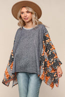 Two Tone French Terry Knit Top/Poncho