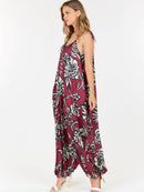 WOMEN'S SLEEVELESS FRONT POCKETS FLORAL PRINT JUMPSUIT