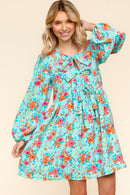 PLUS FRONT RIBBON BOW TIE MINI DRESS W/ POCKETS
