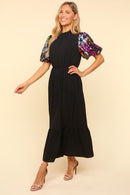 PLUS MULTI COLOR FLORAL SEQUINS MAXI DRESS