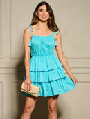 WOMEN'S SLEEVELESS RUFFE TIERED ROMPER