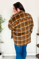 Put Together Rust Plaid & Animal Print Button Down Jacket (Open Pack)