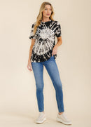 WOMEN'S SHORT SLEEVE GRAPHIC BASIC TIE DYE SHIRT
