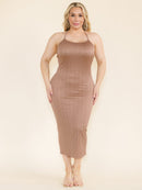 PLUS SIZE SLEEVELESS OPEN BACK BODYCON DETAILED MAXI DRESS