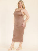 PLUS SIZE SLEEVELESS OPEN BACK BODYCON DETAILED MAXI DRESS