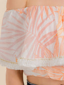 WOMEN'S OFF SHOULDER PRINTED CROP TOP