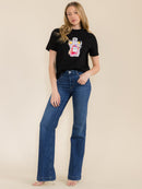 WOMEN'S SHORT SLEEVE GRAPHIC DETAILED T-SHIRT