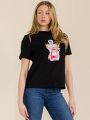 WOMEN'S SHORT SLEEVE GRAPHIC DETAILED T-SHIRT
