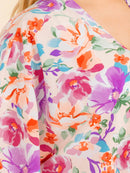 PLUS SIZE SHORT SLEEVE OPEN FRONT FLORAL PRINT CARDIGAN