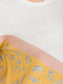 PLUS SIZE LONG SLEEVE COLORBLOCK ANIMAL PRINT PULLOVER SWEATER