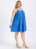 PLUS SIZE SLEEVELESS FRONT POCKETS TIERED TUNIC MINI DRESS