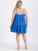 PLUS SIZE SLEEVELESS FRONT POCKETS TIERED TUNIC MINI DRESS