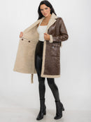 WOMEN'S LONG SLEEVE SHERPA LINING CONVERTIBLE ZIP OFF TWO IN ONE AVIATOR COAT