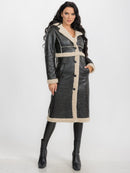 WOMEN'S LONG SLEEVE SHERPA LINING CONVERTIBLE ZIP OFF TWO IN ONE AVIATOR COAT