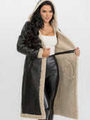 WOMEN'S LONG SLEEVE SHERPA LINING CONVERTIBLE ZIP OFF TWO IN ONE AVIATOR COAT