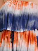 WOMEN'S STRAPLESS TIE DYE BURNOUT MAXI TUBE DRESS