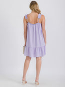 WOMEN'S SLEEVELESS SOLID TIERED WOVEN TUNIC MINI DRESS