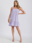 WOMEN'S SLEEVELESS SOLID TIERED WOVEN TUNIC MINI DRESS