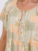 WOMEN'S SHORT SLEEVE MULTI PRINT TUNIC MINI DRESS