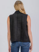 WOMEN'S SLEEVELESS SUEDE SHERPA VEST