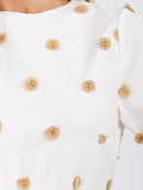 WOMEN'S SHORT SLEEVE SELF TIE SWISS DOTS MIDI DRESS