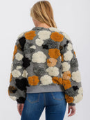 WOMEN'S LONG SLEEVE FRONT POCKETS BUTTON CLOSURE FUZZY JACKET