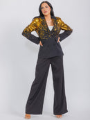 WOMEN'S LONG SLEEVE BLAZER & WIDE LEG PANTS SEQUINS 2PC. SET
