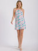 WOMEN'S SLEEVELESS HALTER NECK OPEN BACK FLORAL MINI DRESS