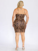 PLUS SIZE SLEEVEVESS BODYCON ANIMAL PRINT MINI DRESS