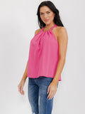 WOMEN'S SLEEVELESS HALTER NECK SOLID TANK TOP