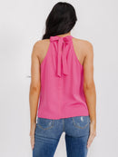 WOMEN'S SLEEVELESS HALTER NECK SOLID TANK TOP