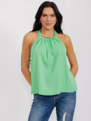 WOMEN'S SLEEVELESS HALTER NECK SOLID TANK TOP