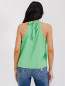WOMEN'S SLEEVELESS HALTER NECK SOLID TANK TOP