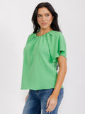 WOMEN'S SHORT SLEEVE BACK KEYHOLE BLOUSE
