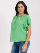 WOMEN'S SHORT SLEEVE BACK KEYHOLE BLOUSE