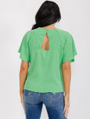 WOMEN'S SHORT SLEEVE BACK KEYHOLE BLOUSE