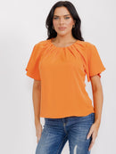 WOMEN'S SHORT SLEEVE BACK KEYHOLE BLOUSE