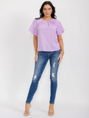 WOMEN'S SHORT SLEEVE BACK KEYHOLE BLOUSE