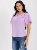WOMEN'S SHORT SLEEVE BACK KEYHOLE BLOUSE