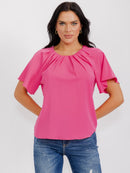 WOMEN'S SHORT SLEEVE BACK KEYHOLE BLOUSE
