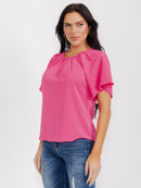 WOMEN'S SHORT SLEEVE BACK KEYHOLE BLOUSE