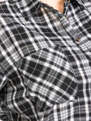 PLUS SIZE LONG SLEEVE BUTTON UP FRONT POCKETS PLAID TOP