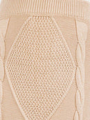 WOMEN'S ELASTIC WAIST KNIT DETAILED PENCIL MIDI SKIRT