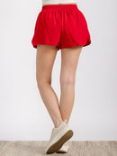 WOMEN'S ELASTIC WAIST FRONT POCKET GRAPHIC SEQUINS PATRIOTIC MINI SHORT