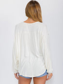 WOMEN'S LONG SLEEVE TRIM DETAILED TUNIC BLOUSE