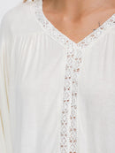 WOMEN'S LONG SLEEVE TRIM DETAILED TUNIC BLOUSE