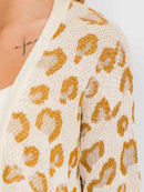WOMEN'S LONG SLEEVE OPEN FRONT POCKETS ANIMAL PRINT CARDIGAN