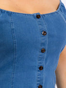 PLUS SIZE SHORT SLEEVE BUTTON CLOSURE BODYCON DENIM MINI DRESS