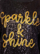 WOMEN'S SHORT SLEEVES GRAPHIC TUNIC SEQUINS MINI DRESS